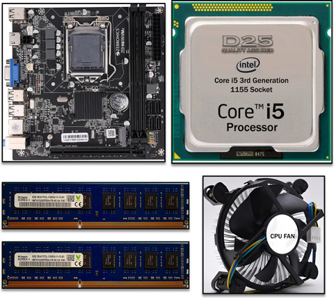 D25 Pre-Installed H61 Motherboard Kit with i5 3rd Gen Processor+16GB DDR3  RAM+CPUFan Combo Motherboard