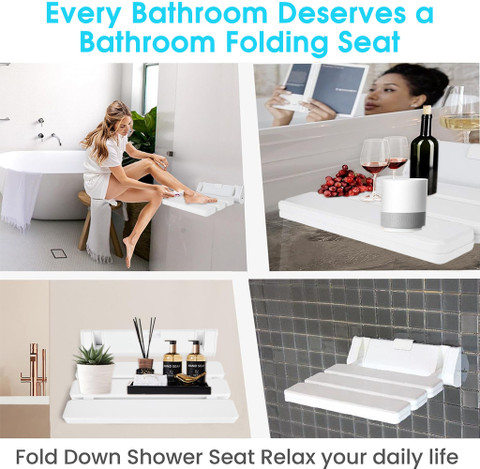 ELEPHANTBOAT Folding Shower Seat Wall Mounted, ABS Durable Shower Seat for  Bathroom Anti-Slip Shower Chair