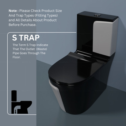 BRIZENTA BR1021 Ceramic Zed Black commode with Steel Grey