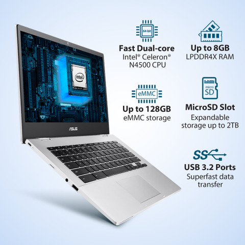 ASUS Chromebook Intel Celeron Dual Core N4500 - (4 GB/128 GB EMMC