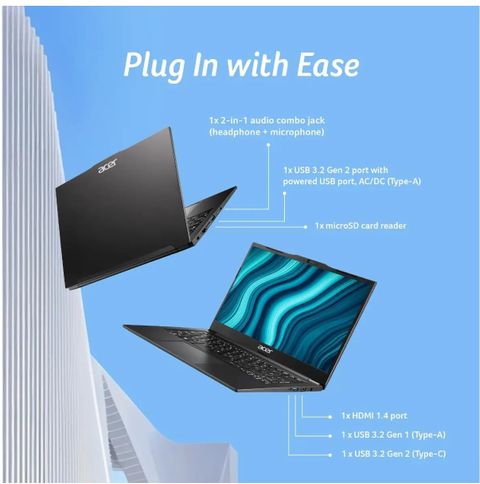 Acer 3 Years Warranty TravelLite (2026) AMD Ryzen 5 Hexa Core 7430U - (8 GB/512 GB SSD/Windows 11 Home) TL04-41M Thin and Light Laptop (14 inch, Black, 1.4 kg, With MS Office) - Image 4