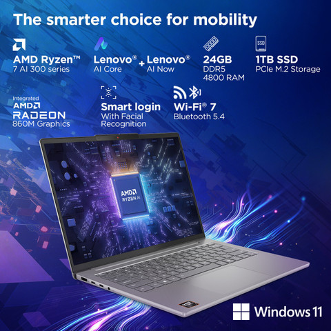 Lenovo IdeaPad Slim WUXGA OLED Copilot+PC Full Metal Body AMD Ryzen AI  Octa Core AI 350 (24 GB/1 TB SSD/Windows 11 Home) IdeaPad Slim