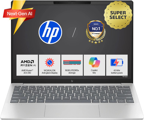 HP HP OmniBook Aero (Previously Pavilion Aero) AMD Ryzen AI Hexa Core  AI 340 (16 GB/512 GB SSD/Windows 11 Home) 13-bg1678AU Thin and Light