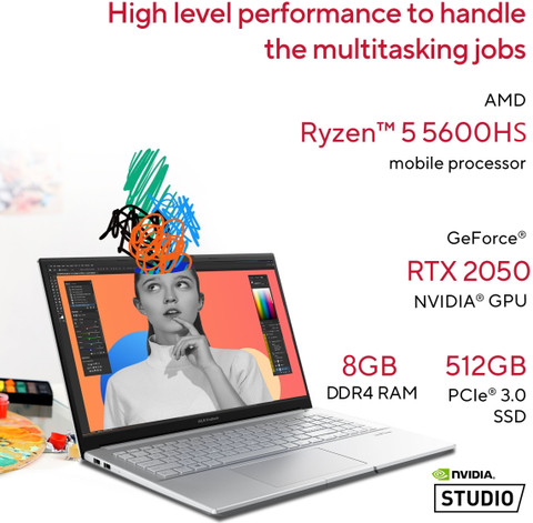 ASUS Vivobook Pro 15 For Creator, AMD Ryzen 5 Hexa Core 5600HS