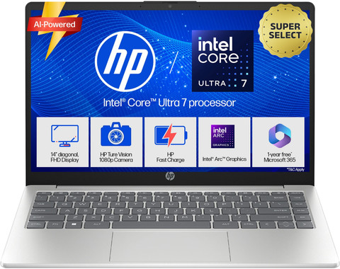 HP 14 AI PC Intel Core Ultra 155H (16 GB/512 GB SSD/Windows 11 Home)  14-gr1036TU Thin and Light Laptop
