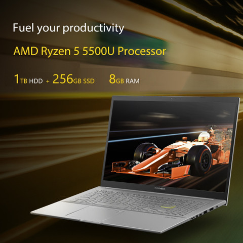 ASUS VivoBook K15 OLED AMD Ryzen Hexa Core AMD R5-5500U (8 GB/1 TB  HDD/256 GB SSD/Windows 11 Home) KM513UA-L503TS Thin and Light Laptop