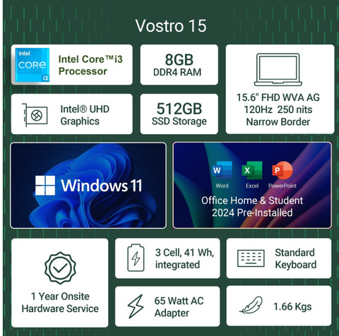 DELL Intel Core i3 13th Gen 1305U (8 GB/512 GB SSD/Windows 11