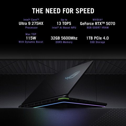 ASUS ROG Strix G16 (2025) with Office 2024 M365 Basic* Intel Core Ultra  275HX (32 GB/1 TB SSD/Windows 11 Home/8 GB Graphics/NVIDIA GeForce RTX