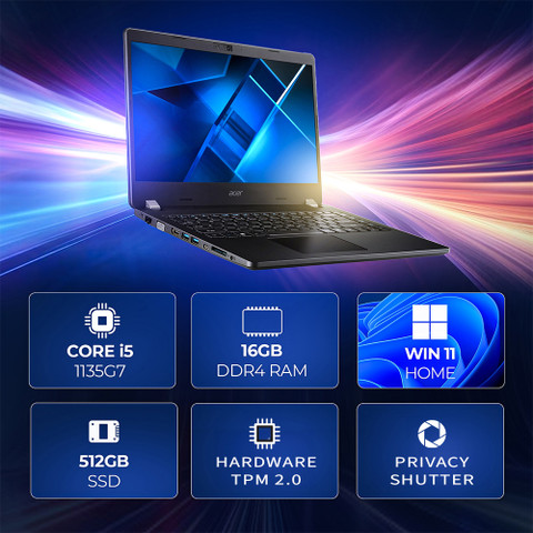 Acer Travelmate Intel Core i5 11th Gen 1135G7 (16 GB/512 GB SSD/Windows  11 Home) TMP214-53 Thin and Light Laptop