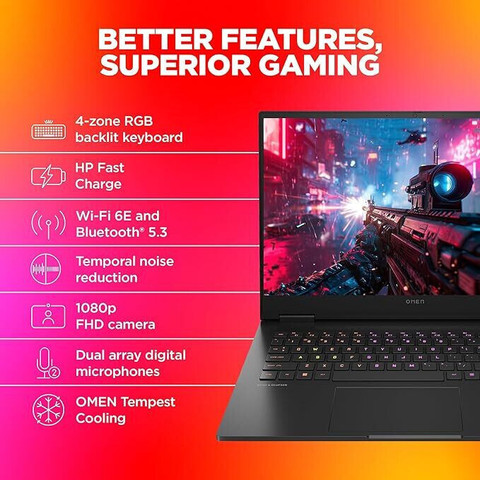 HP Omen AMD Ryzen Octa Core 7840HS (16 GB/1 TB SSD/Windows 11 Home/6 GB  Graphics/NVIDIA GeForce RTX 4050/165 Hz) 16-xd0015AX Gaming Laptop