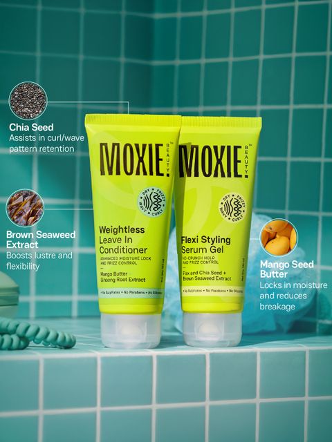MOXIE BEAUTY Wavy Vibe Setter Duo | Leave in Conditioner + Serum Gel | For Frizzy Hair (240 ml) - Image 6