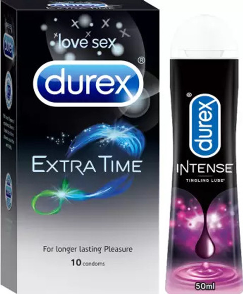 durex condoms lubricant DUREX Extra Time condom 10s and Lube Intense Lubricant Gel Price in India