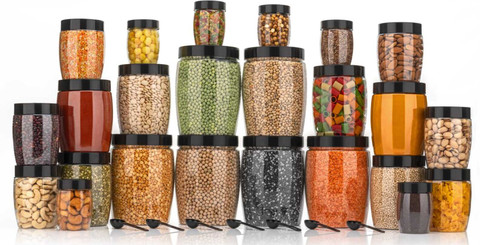 NARIYA Plastic Grocery Container Set (1200ml, 650ml, 350ml, 125ml) at ₹463 – Flipkart