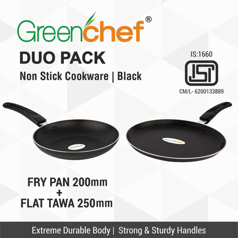 Greenchef Duo Pack (Grey) Non-Stick Coated Cookware Set Price in