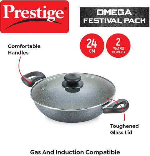 Prestige Omega Grey Granite Festival Pack BYK Set(Kadai With Lid
