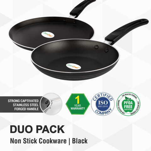 Greenchef Duo Pack (Grey) Non-Stick Coated Cookware Set Price in