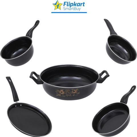 Flipkart SmartBuy Non Stick Cookware Set Kitchen Items Combo Pack of  Pcs Induction Bottom Non-Stick Coated Cookware Set