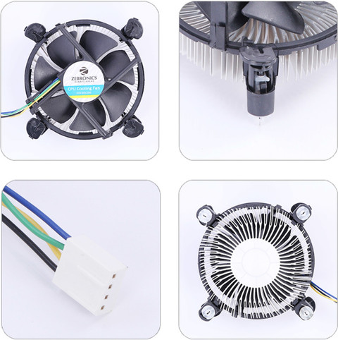 ZEBRONICS CPU Fan socket 775/1150/1155/1156 Fan with Heat Sinks
