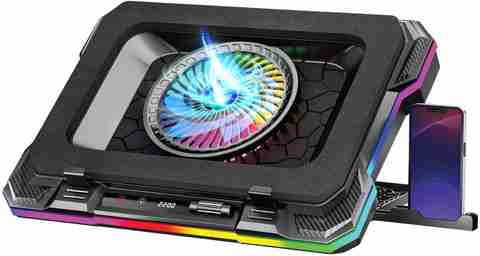 Attachable Computer Fan ZEBRONICS NC9200 with RGB Fan, Upto 19inch Laptop, Detachable Mobile ...