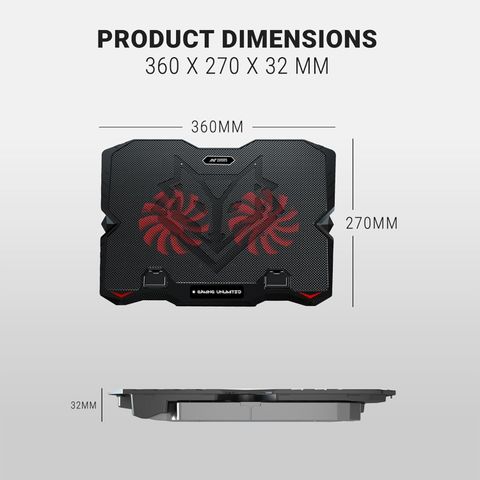 Ant Esports NC150 2 Fan Ergonomic Cooling Pad with Adjustable Height (Black) - Image 6
