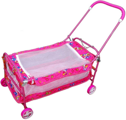 Avani MetroBuzz Baby Cradle Cot Cum Stroller Pink C_Pink Bassinet