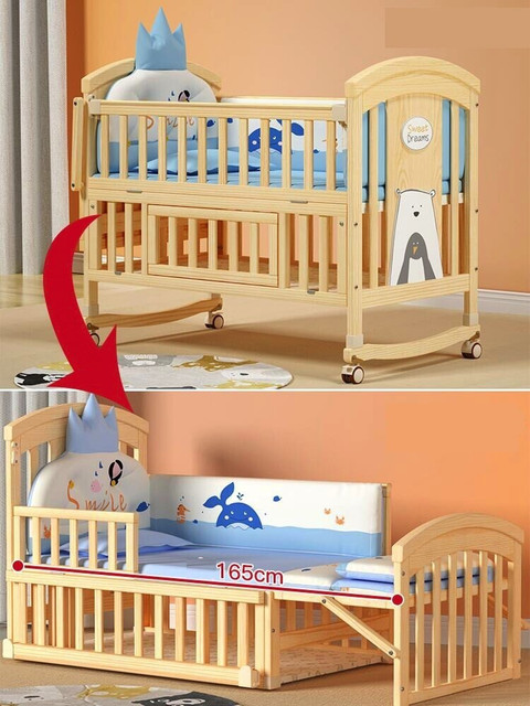 BabyTeddy Multifunctional Baby Crib Cot Toddler Bed Cradle,Mosquito  Net,Diaper Station Cot