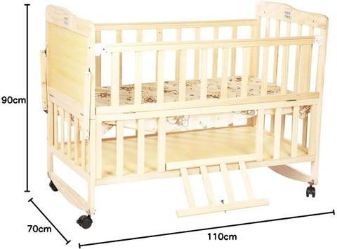MeeMee Swinging Wooden Baby Cradle with Mosquito Net Cot