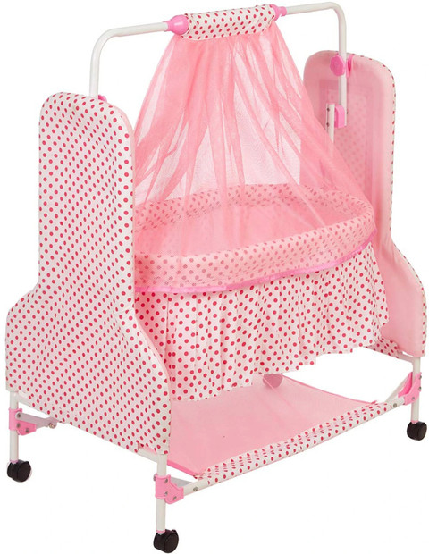 Fun Baby New Born Baby Swing Baby Cradle Baby Crib Baby Jhula with Mattress  Pillow Adjustable Height and Mosquito Net Bassinet