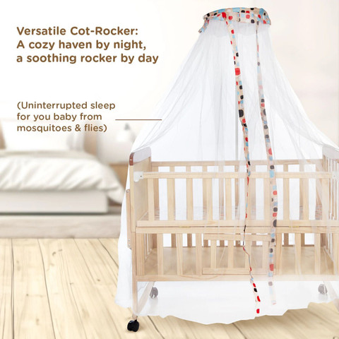 MeeMee Premium Rocking Wooden Baby Crib,Attach to Parent Bed