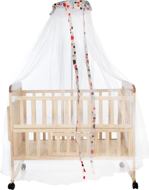 MeeMee Swinging Wooden Baby Cradle with Mosquito Net Cot