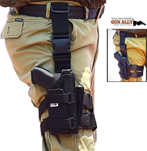 GunAlly Drop Leg Thigh Holster for Pistol with Magazine Pouch