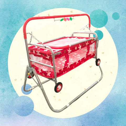 Smiley Bell Baby Jhula Swing Cradle Bassinet Trolley with Mosquito