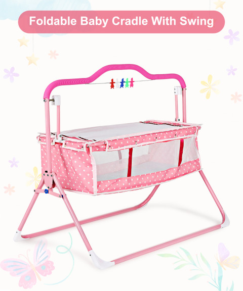 SafeChamp Sweetie Pie Baby Crib Bassinet Cot Swing Cradle Pink
