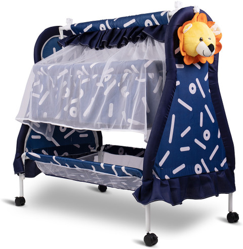 BUMTUM Baby Cradle with Swing Mosquito Net, Foldable Cradle With Storage  Mat For Baby