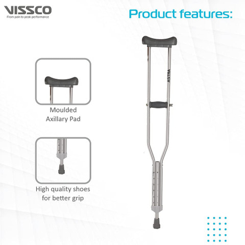VISSCO ASTRA UNDER ARM CRUTCHES (PAIR) P.C.NO.0905 SIZE S,M,L,XL