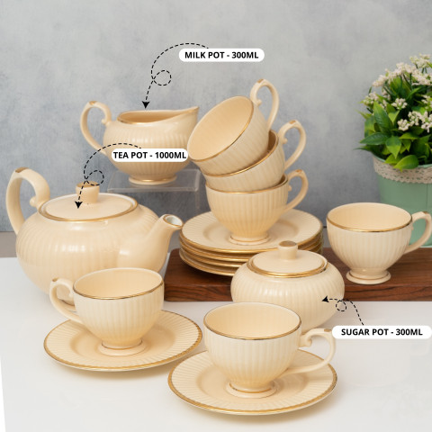 CLAY CRAFT Pack of 15 Ceramic Tea Set (15 Piece), Perfect For - Main Image