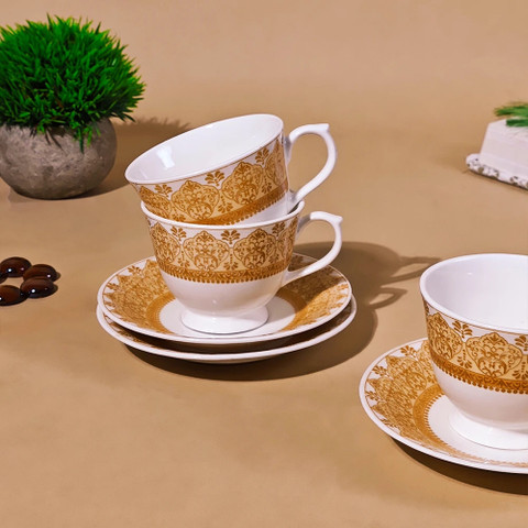 U.P.C. Pack of 12 Ceramic Cup Set With Saucer, Tea Cups Or