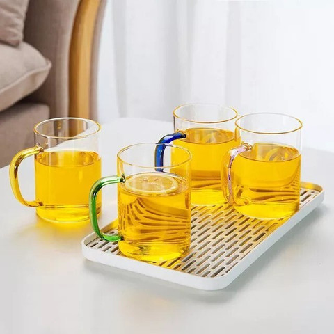 Avastro Pack of Borosilicate Glass 335 ml Glass Tea Cup with