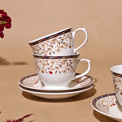 UPC Pack of 12 Ceramic Premium Cup Set Or Tea Cups, Cup Plate Tea