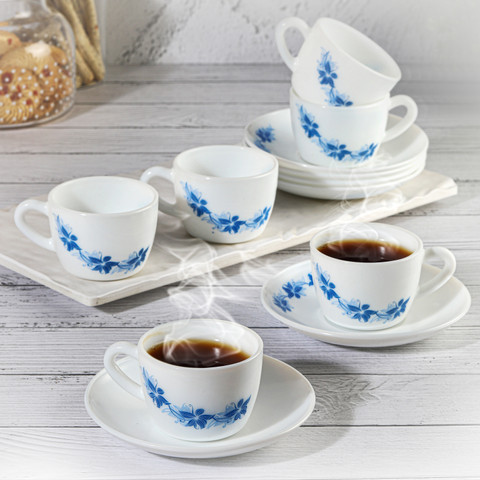 cello Opalware Blue Swirl Queen Cup and Saucer Set Price in India