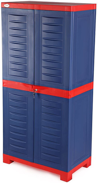 Supreme Fusion 2, Plastic Cabinet Cupboard For Storage-Red-Blue