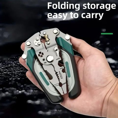 18 in 1 Foldable Wire Stripper, Foldable Multifunctional Wire Stripping Pliers Wire Stripper Crimper Cable Cutter Tool for Electricians Home Construction DIY Crafts