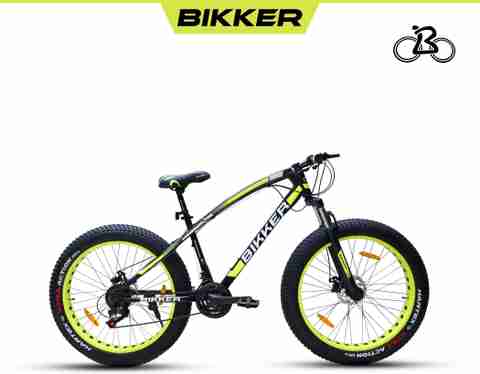 BIKKER Fat Tyre Cycle for Men with Dual Disc Brake, Front Suspension (-) 26  T (inch) Fat Tyre Cycle