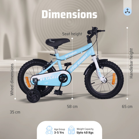 R for Rabbit Vroom Bicycle for Kids 14'' for 3-5 Years Training Wheels|  90% Installed 10 T (inch) Road Cycle