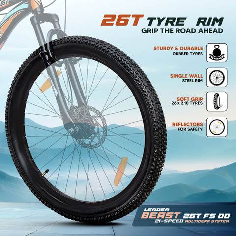 LEADER Beast 26T MultiSpeed (21 Speed) Mountain with FS & DD Brake