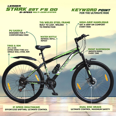 LEADER Stark MTB with Dual Disc Brake and Front Suspension 29 T (inch)  Mountain Cycle