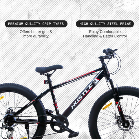 EAST COAST Hustle 26T Fat Tyre Cycle With Gear(7Speed) Black 26 T