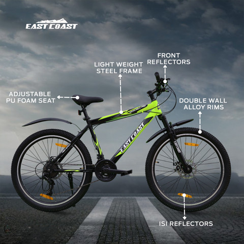 EAST COAST INVINCIBLE PRO 21 SPEED /Hardtail 26 T Mountain 21 Gear Green 26  T (inch) Mountain Cycle