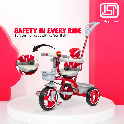 TONDU Plug N Play Kids/Baby Tricycle with Parental Control and Safety  Guardrail 12 T (inch) Road Cycle