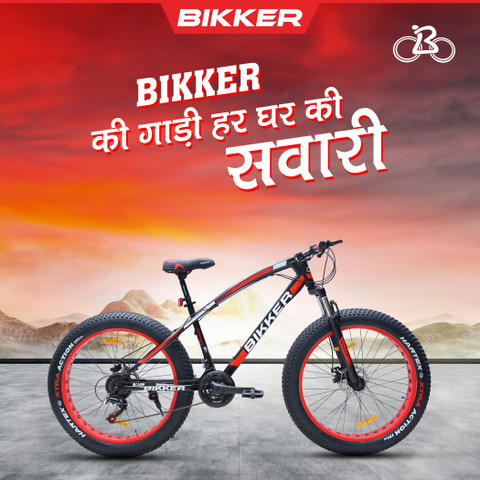 BIKKER for Men with Dual Disc Brake, Front Suspension (-) 26 T (inch) Fat  Tyre Cycle